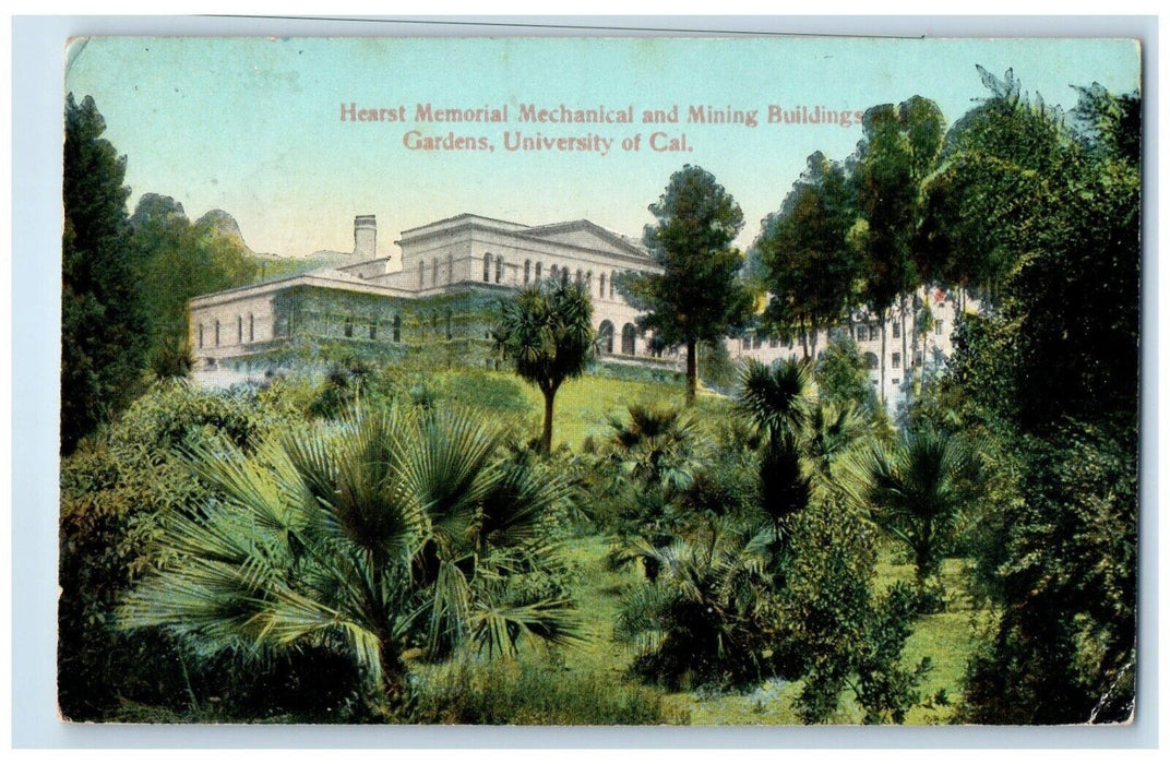 1913 Hearts Memorial Mechanical Mining Buildings Gardens University CA Postcard