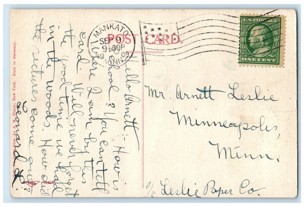 1909 View Of Herman's Monument New Ulm Minnesota MN Posted Antique Postcard