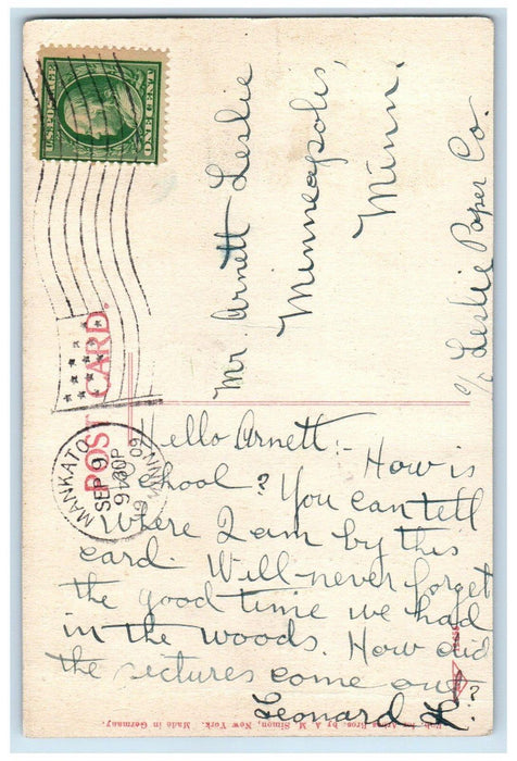 1909 View Of Herman's Monument New Ulm Minnesota MN Posted Antique Postcard