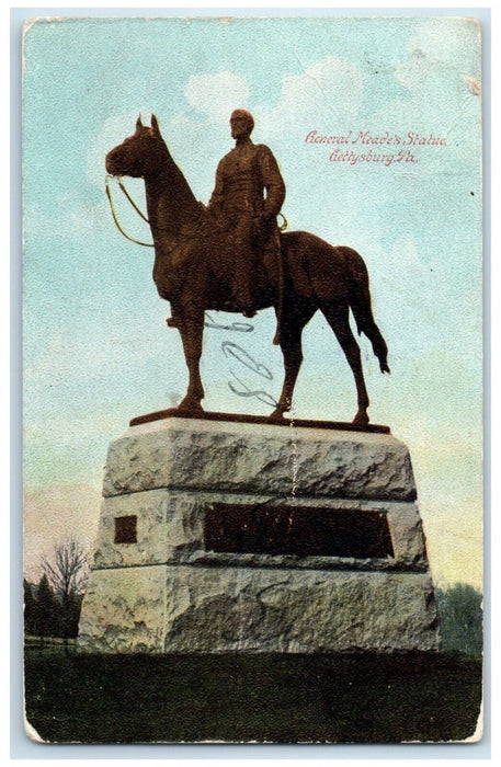 1908 General Meade's Statue Gettysburg Connellsville Pennsylvania PA Postcard