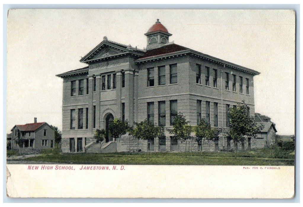 c1910's New High School Building Campus Jamestown North Dakota ND Postcard