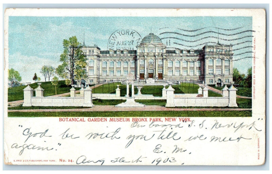 1903 Botanical Garden Museum Building Bronx New York NY Posted Antique Postcard