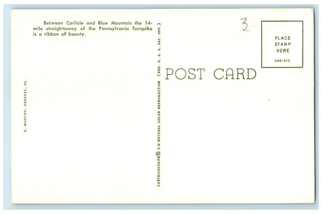 c1960 Aerial View Carlisle Blue Mountain Pennsylvania Turnpike Unposted Postcard
