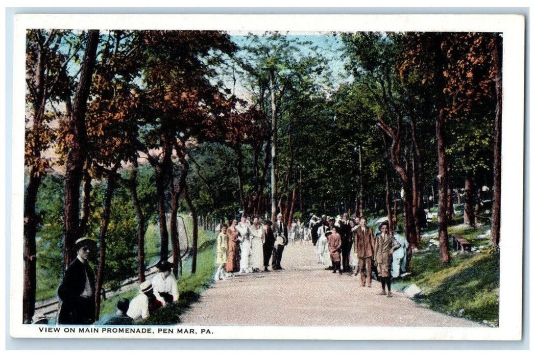 c1930's View On Main Promenade Pen Mar Pennsylvania PA Unposted Vintage Postcard