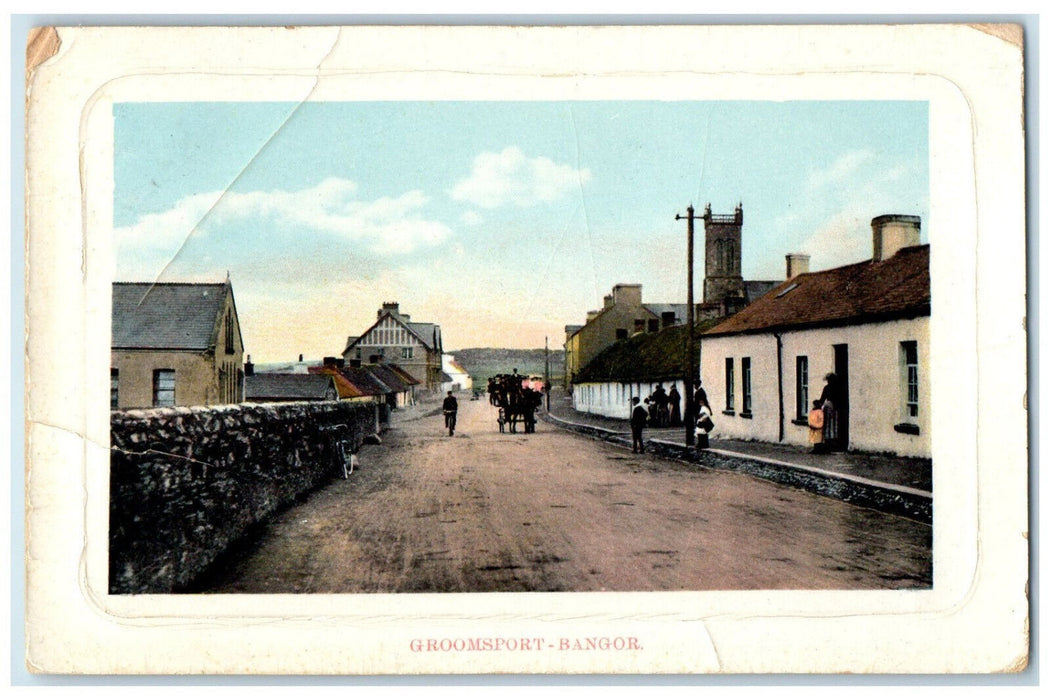 c1910 Groomsport-Bangor Northern Ireland Horse Carriage Posted Postcard