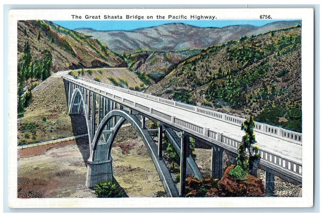 c1910's The Great Shasta Bridge On The Pacific Highway California CA Postcard