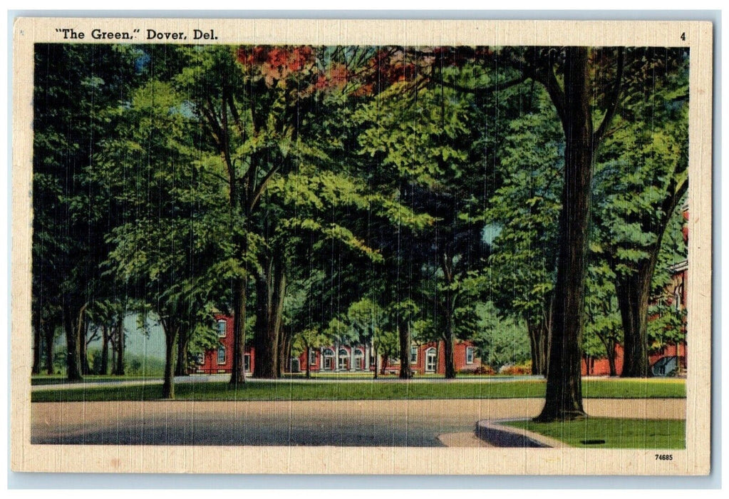 1949 The Green Tree Shaded Public Square Dover Delaware DE Vintage Postcard
