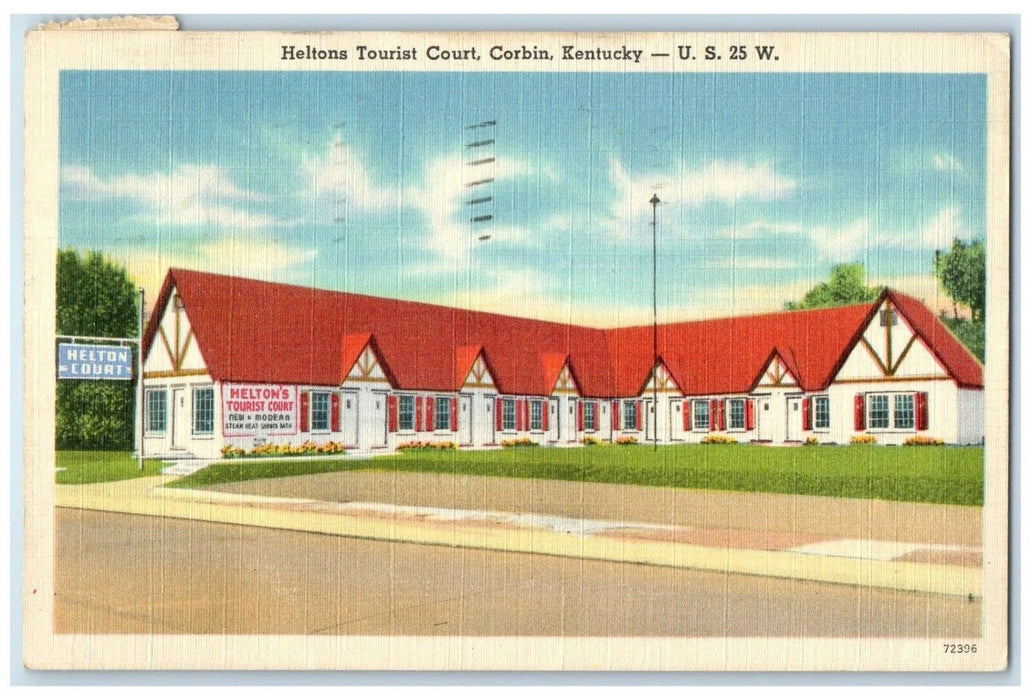 1950 Heltons Tourist Court Exterior Building Corbin Kentucky KY Vintage Postcard