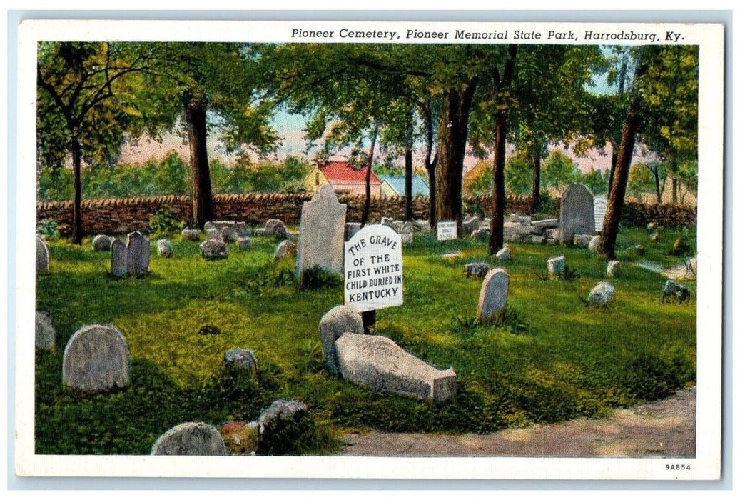c1940 Pioneer Cemetery Pioneer Memorial State Park Harrodsburg Kentucky Postcard