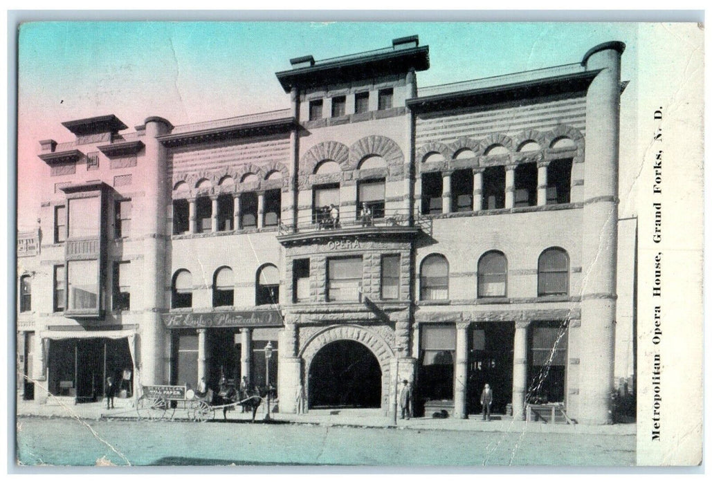 1912 Exterior Metropolitan Opera House Grand Forks North Dakota Vintage Postcard