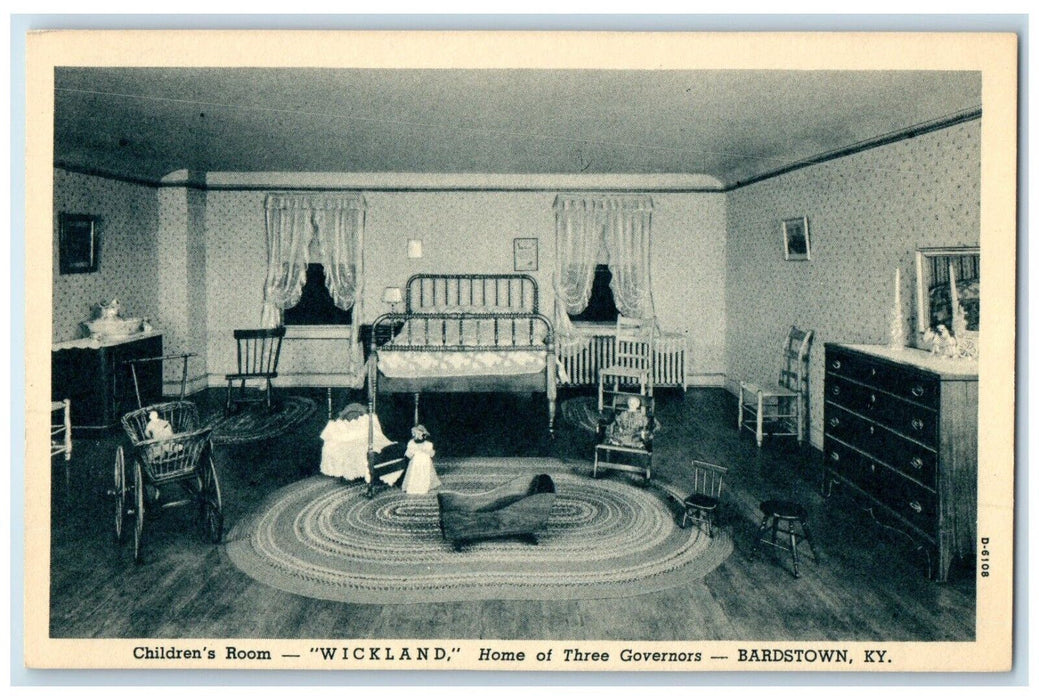 c1940 Children's Room Wickland Home Three Governors Bardstown Kentucky Postcard