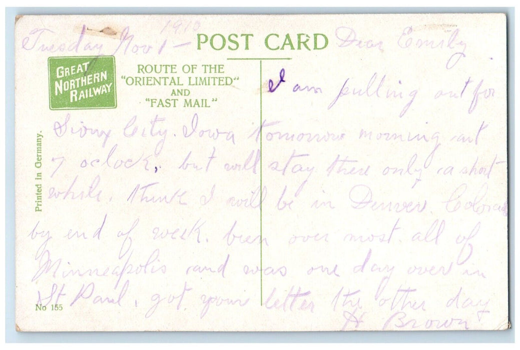 c1910 Country Road Lake Park Region Minnesota Great Northern Railway MN Postcard