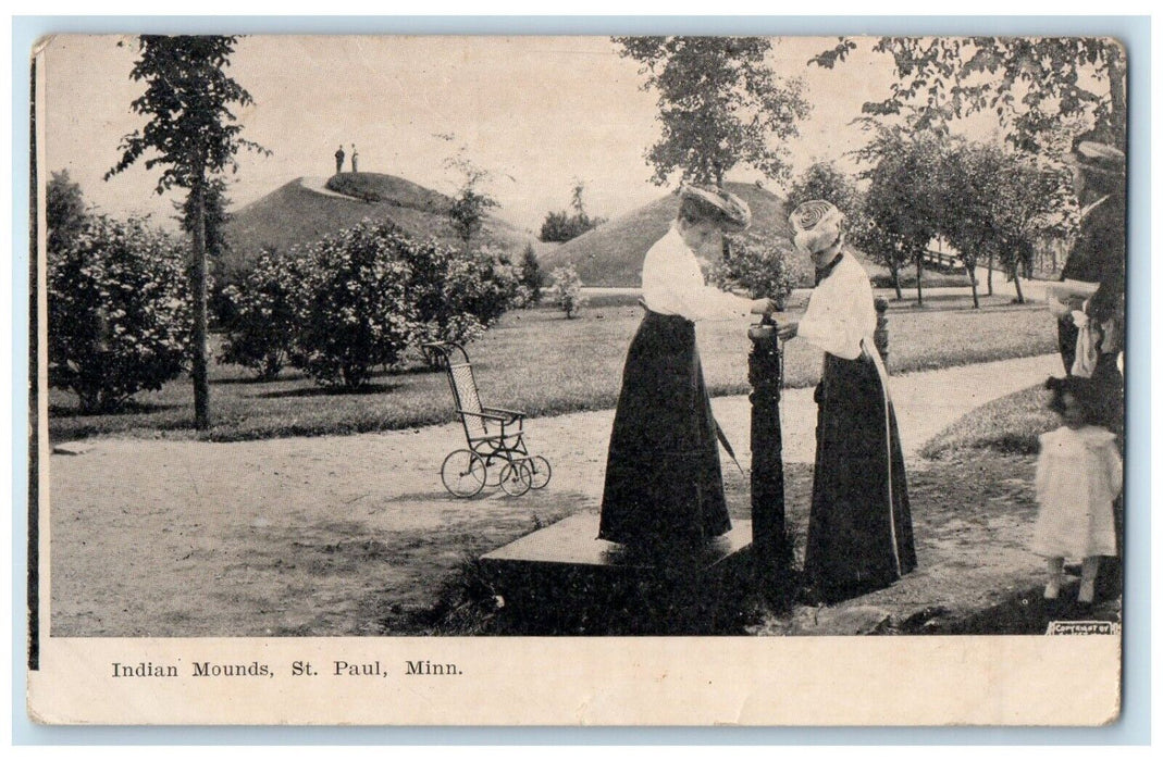 1909 Indian Mounds Women Water Pump Wheelchair St Paul Minnesota Posted Postcard