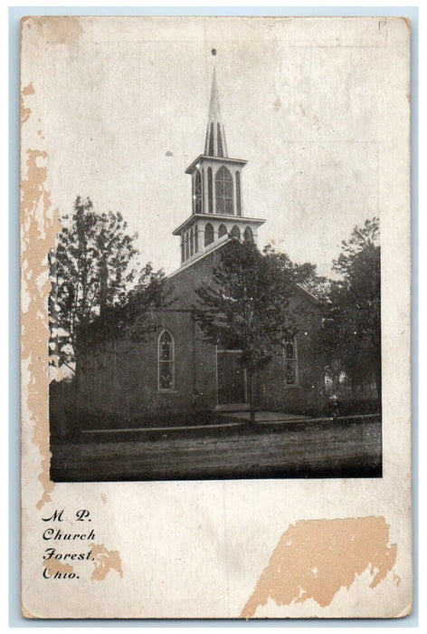 1909 Exterior View MP Church Building Forest Ohio OH Vintage Antique Postcard
