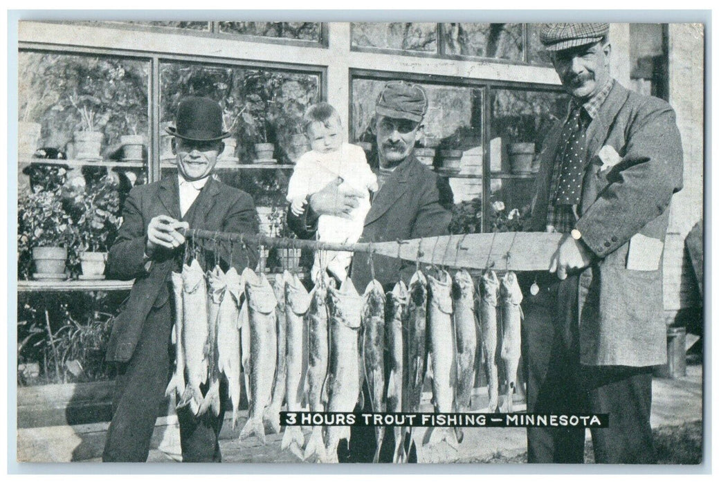 c1910's 3 Hours Trout Fishing Fishes Minnesota MN Unposted Antique Postcard
