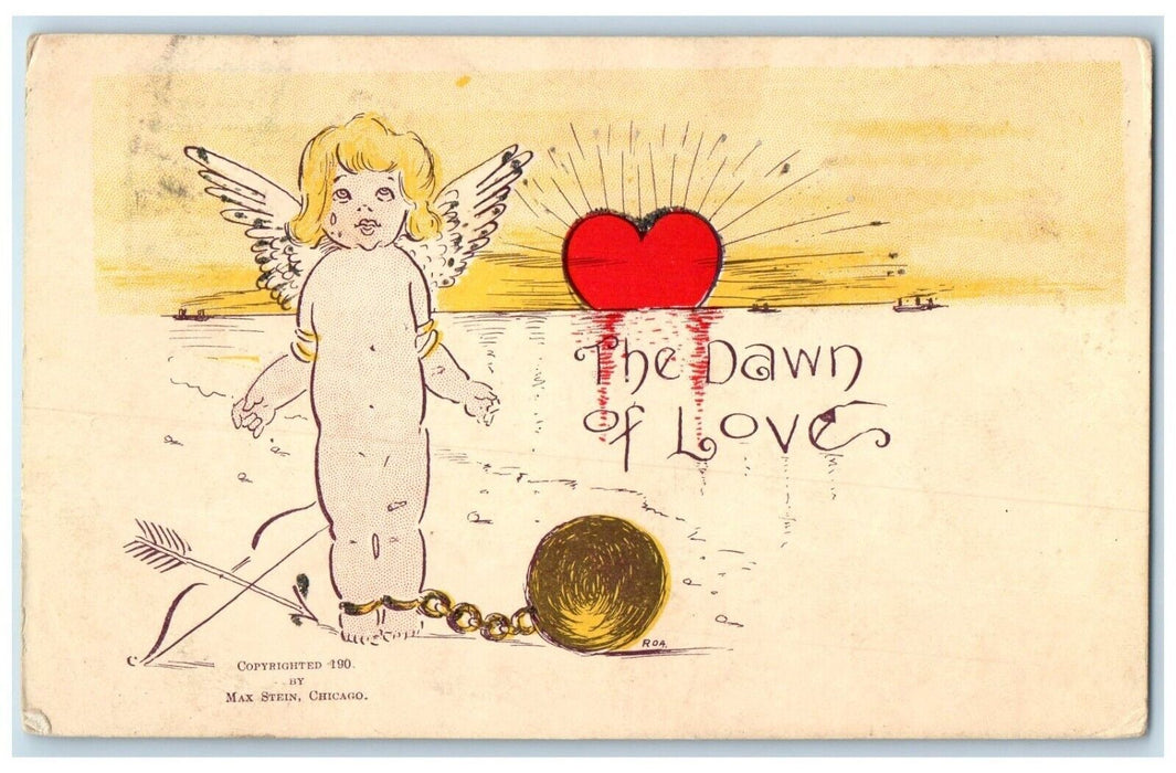c1905 Valentine Cupid Angel Heart The Dawn Of Love Wabasha Minnesota MN Postcard