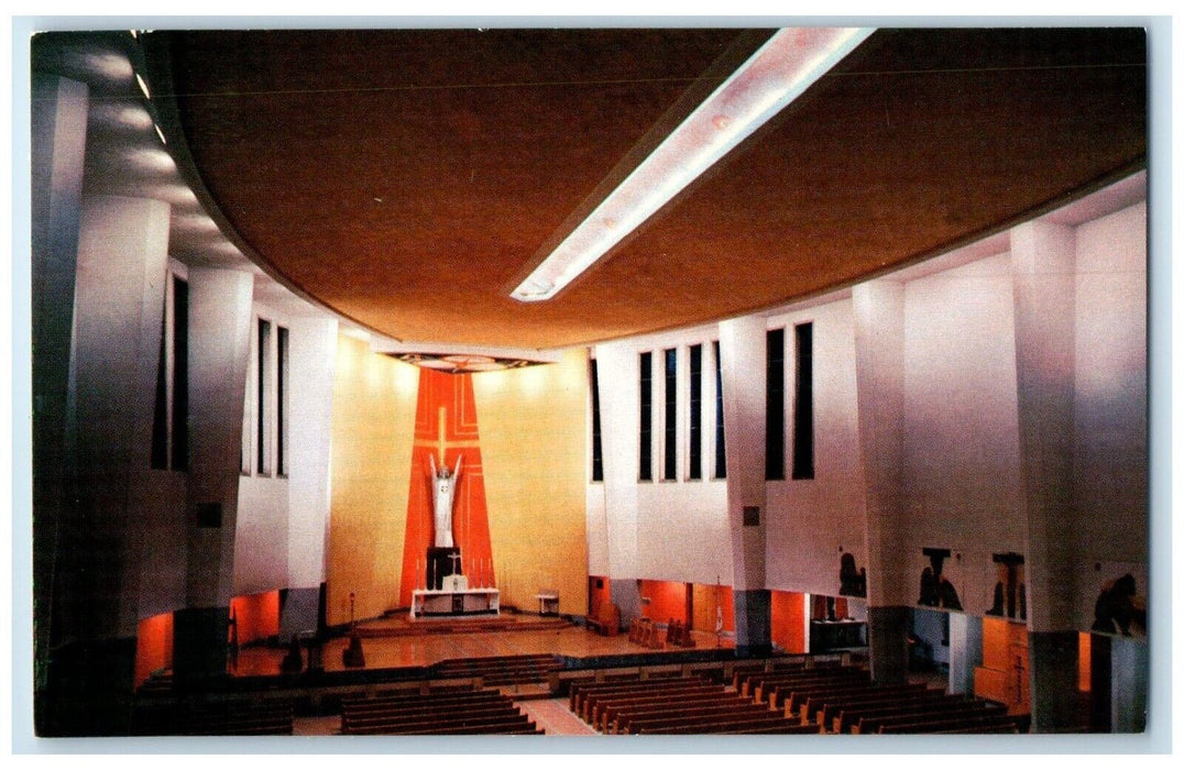 c1960 Interior St. Francis Xavier Church Troost Kansas City Missouri MO Postcard