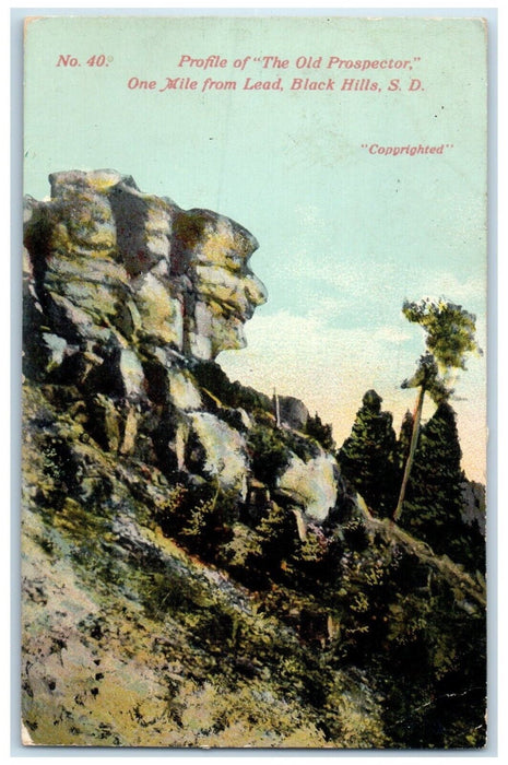 c1910 Profile Old Prospector One Mile Lead Black Hills South Dakota SD Postcard