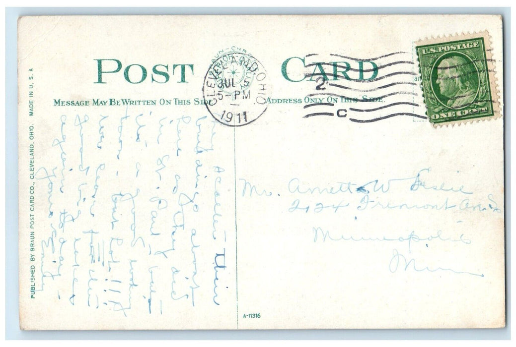 1911 Aerial View Public Square Euclid Avenue Business Section Cleveland Postcard