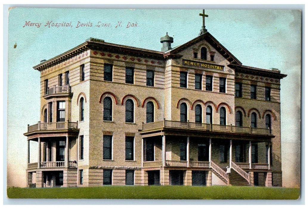 c1910 Exterior View Mercy Hospital Devils Lake North Dakota ND Unposted Postcard