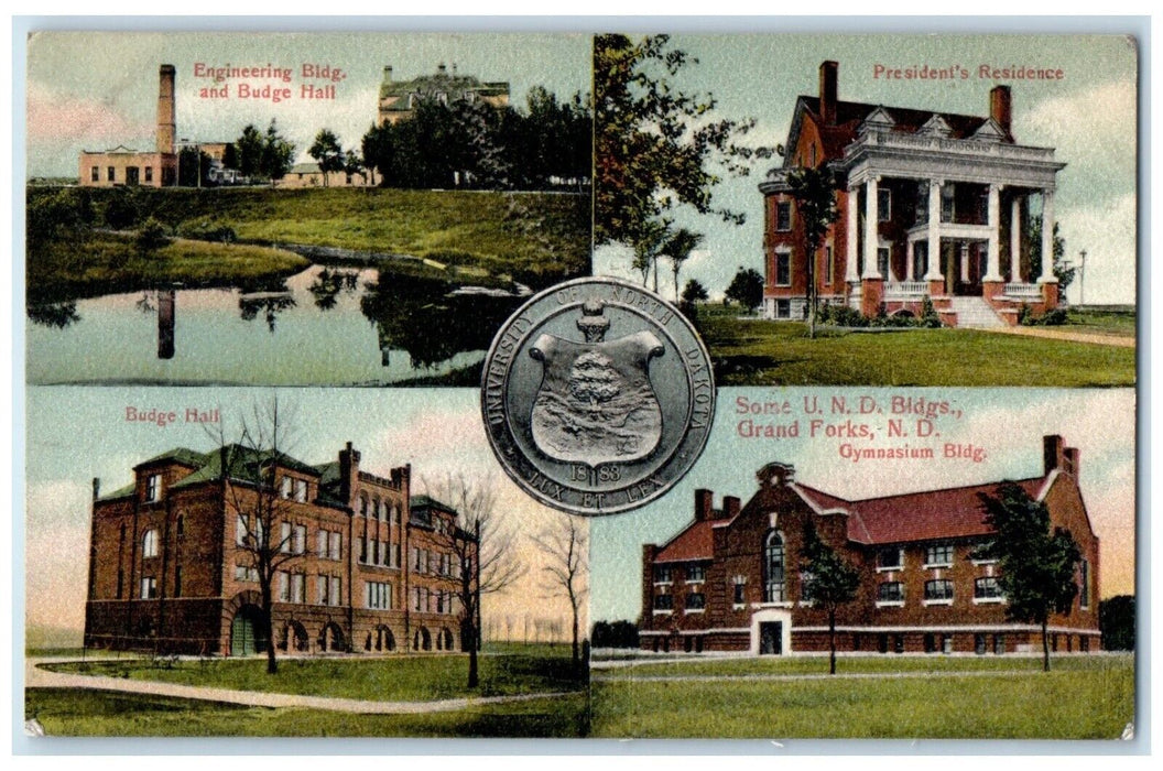 1909 Buildings Multi-Views University North Dakota Grand Forks N Dakota Postcard