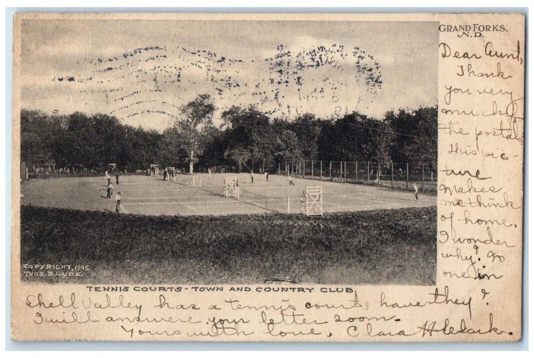 1907 Tennis Courts Town Country Club Grand Forks North Dakota ND Posted Postcard