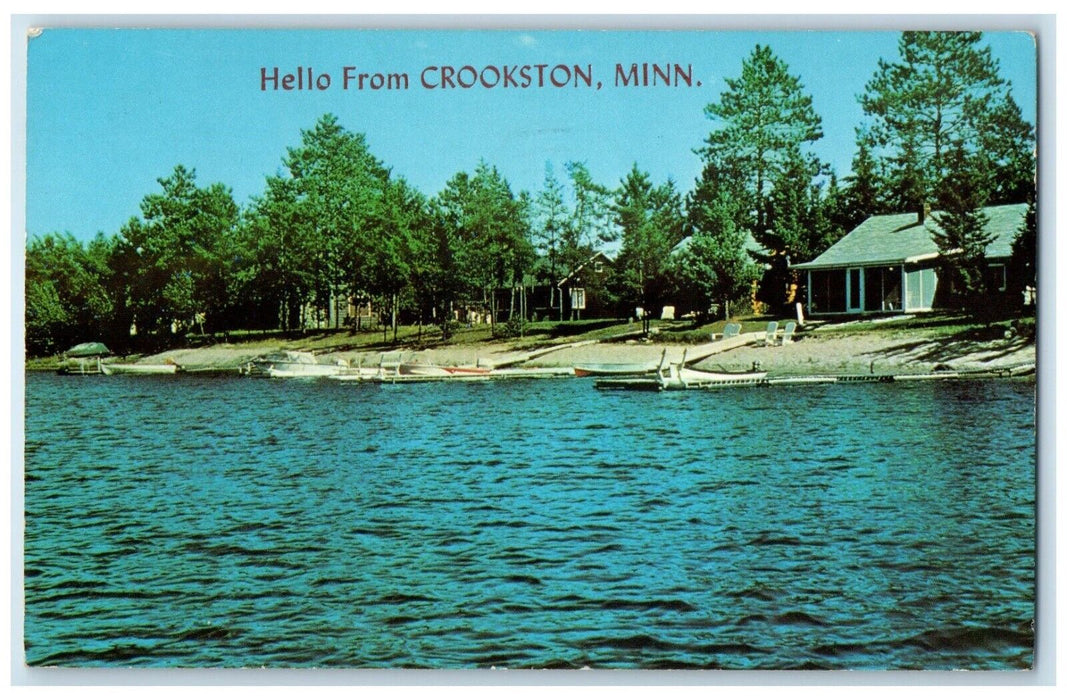 1967 Hello From Crookston Minnesota Lakes Vacationland Scene MN Vintage Postcard