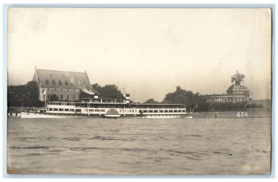 c1916 River Steamer Lindstedt Zimmermann Koblenz Germany RPPC Photo Postcard