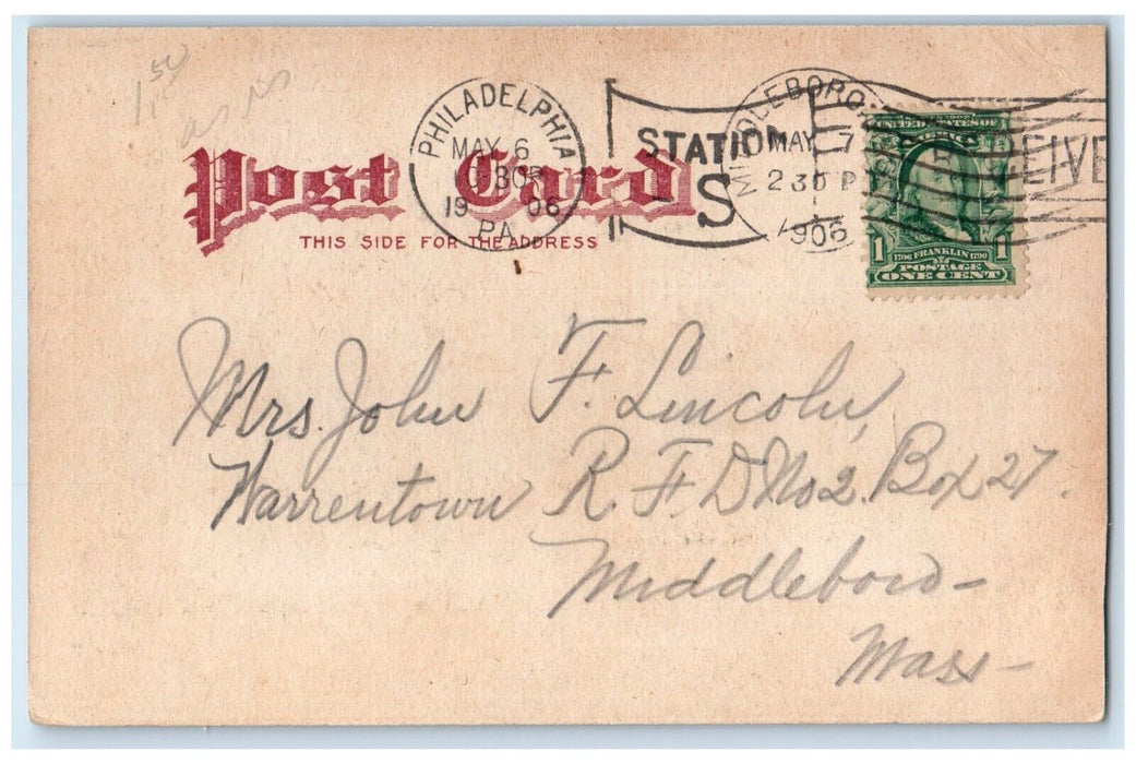 1906 SS Steamer Ship Pilgrim Philadelphia Pennsylvania PA Antique Postcard
