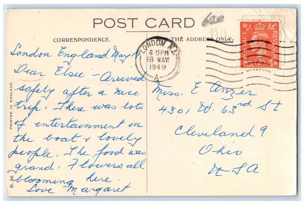 1949 Cunard White Star Steamer Ship London United Kingdom UK Vintage Postcard