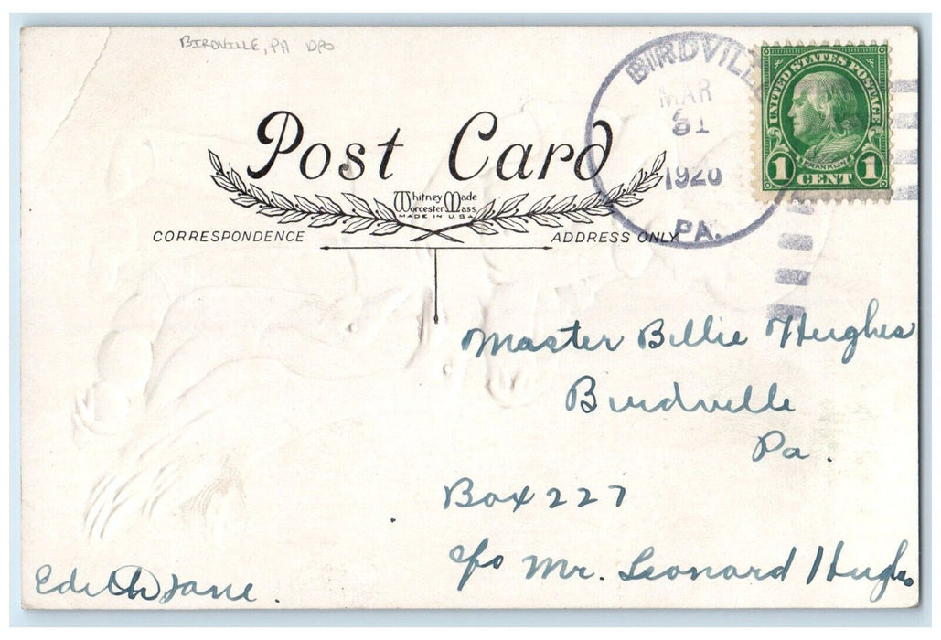 c1920's Easter Kid Feeding Goose Eggs Birdville Pennsylvania PA DPO Postcard