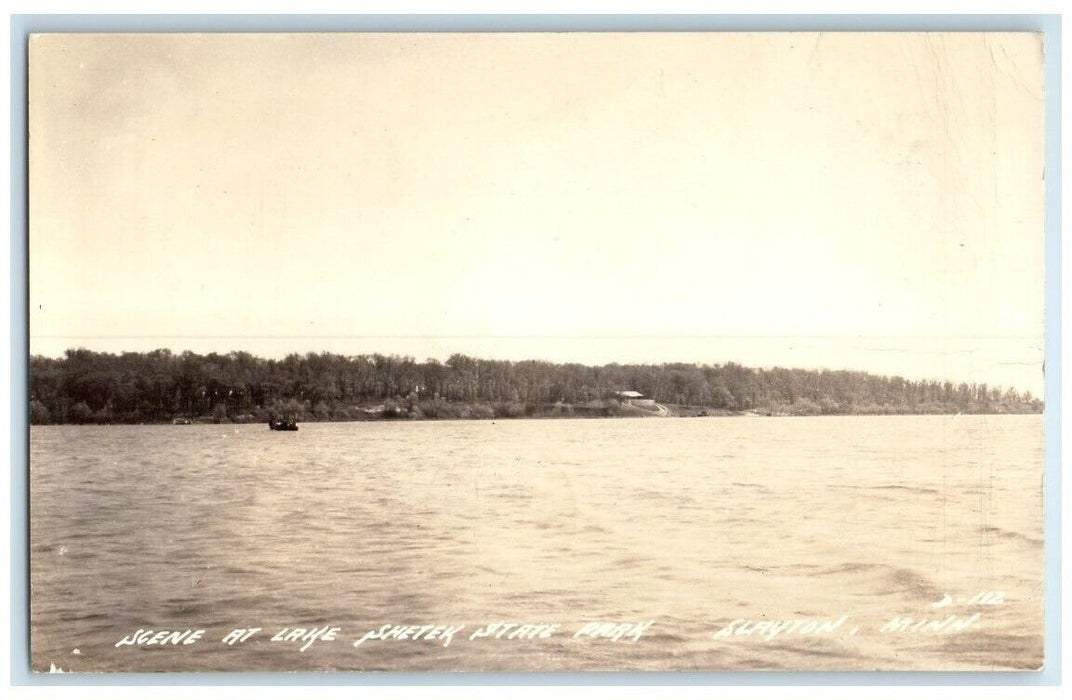 1942 Lake Shetek State Park Boat View Slayton Minnesota MN RPPC Photo Postcard