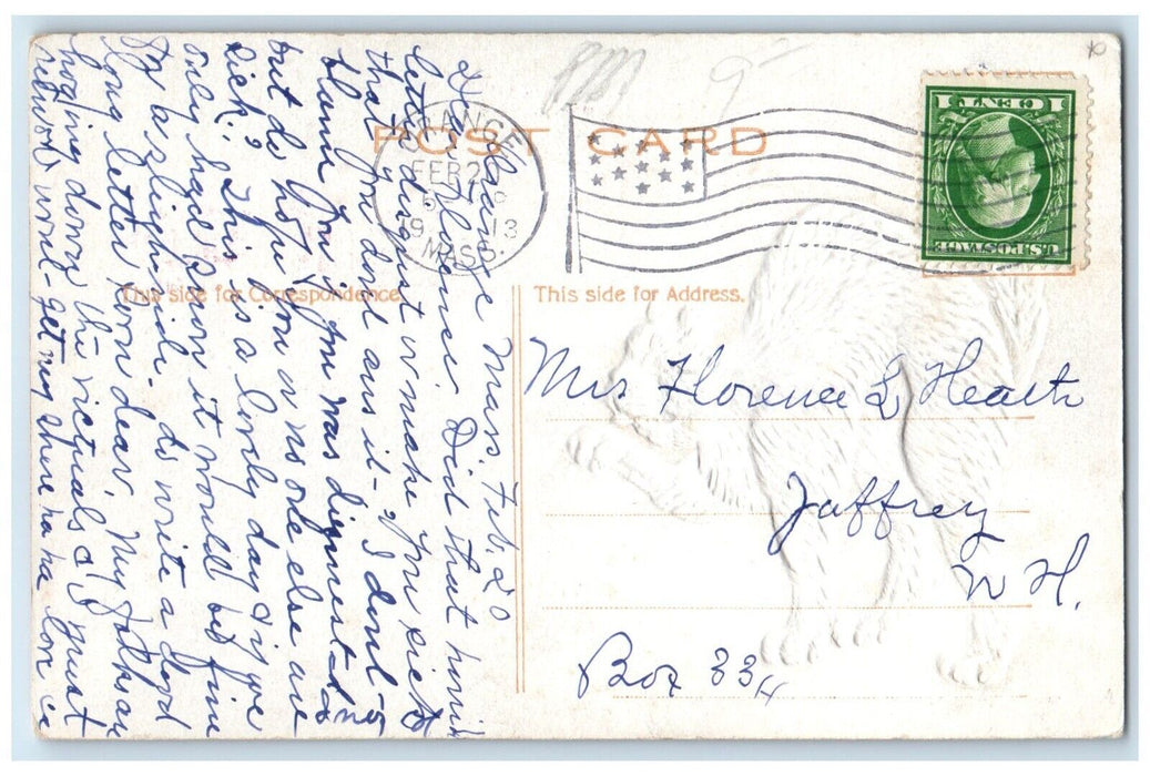 1913 Cat I'll Get My Back Up If You Don't Write Soon Embossed Orange MA Postcard