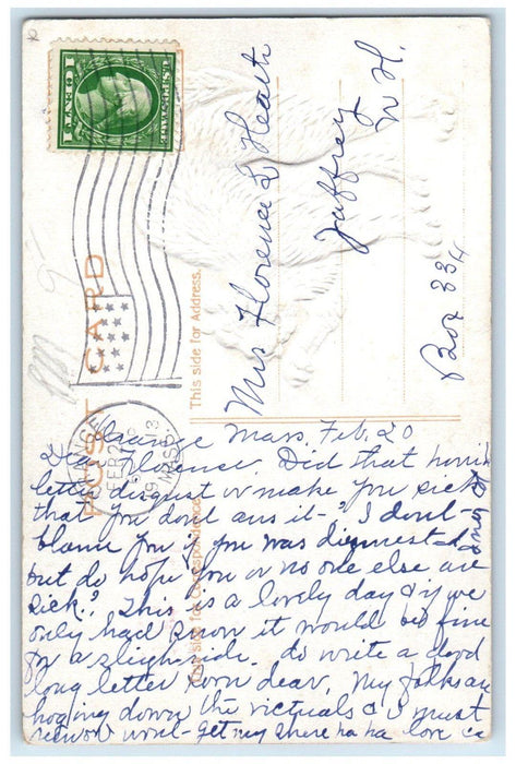 1913 Cat I'll Get My Back Up If You Don't Write Soon Embossed Orange MA Postcard