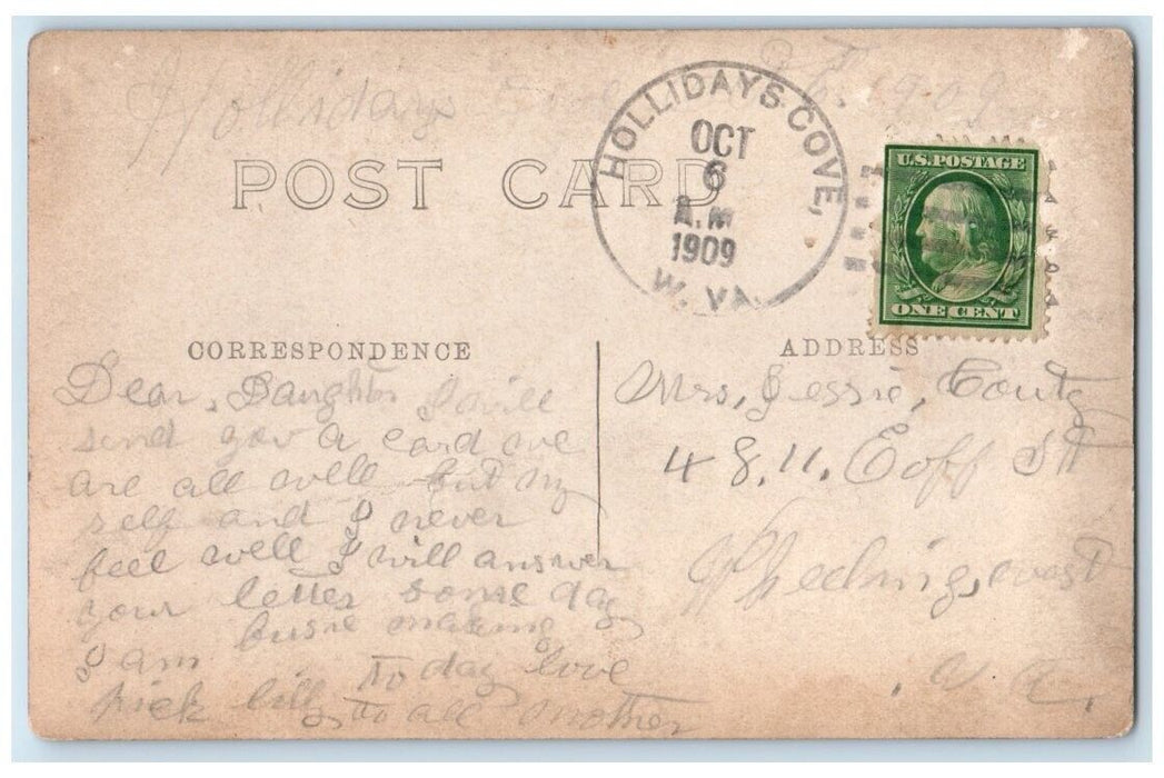1909 Railroad Train Depot Weirton Holliday's Cove WV RPPC Photo Postcard