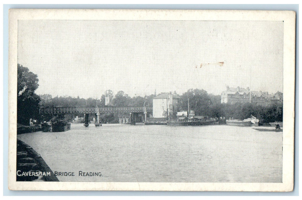 c1920's River Caversham Bridge Reading Scene England Antique Postcard