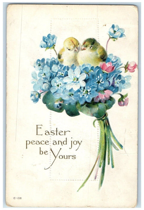 c1910's Easter Flowers Chicks Embossed Unposted Antique Postcard