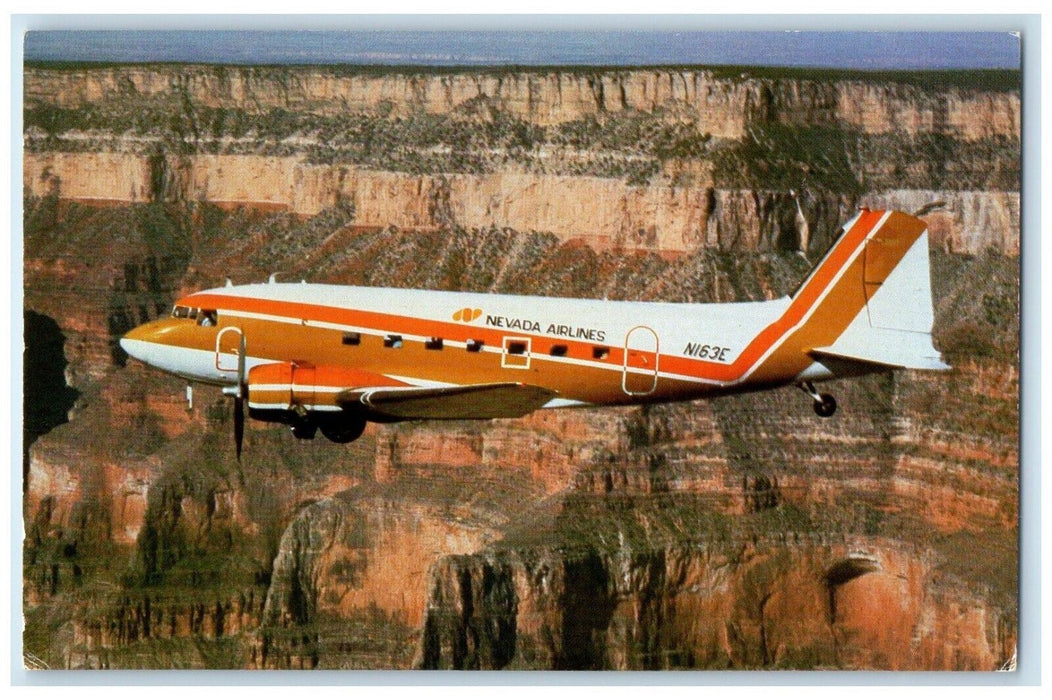 Nevada Airlines Inc. Douglas DC 3 Flight Over The Grand Canyon Vintage Postcard