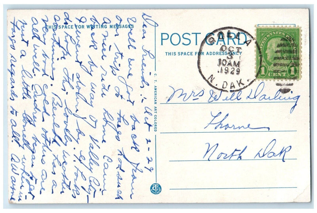 1929 Rapids And Dam Island Park Fargo North Dakota ND Posted Vintage Postcard