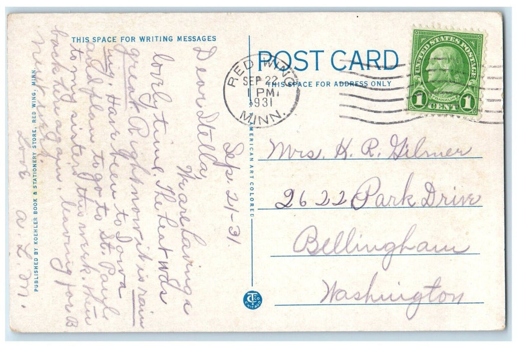 1931 Trail No 3 US 61 Classic Car Road Mountains Red Wing Minnesota MN Postcard