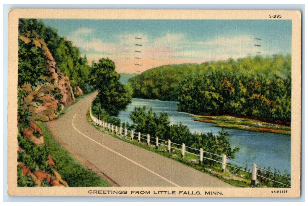 1938 Scenic View Greetings From Little Fall Minnesota Vintage Antique Postcard