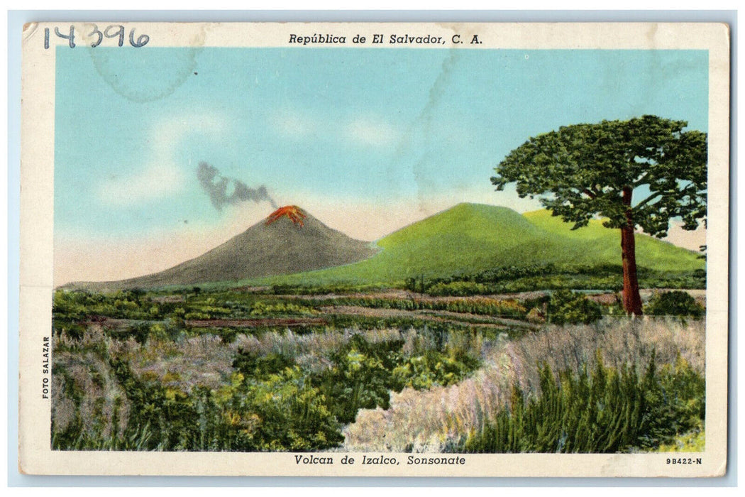 c1940's Izalco Volcano Sonsonate Republic of El Salvador CA Postcard