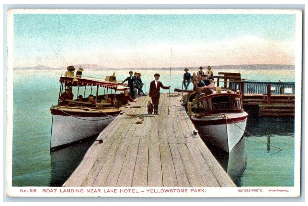 1909 Boat Landing Near Lake Hotel Yellowstone Park Wyoming WY Haynes Postcard
