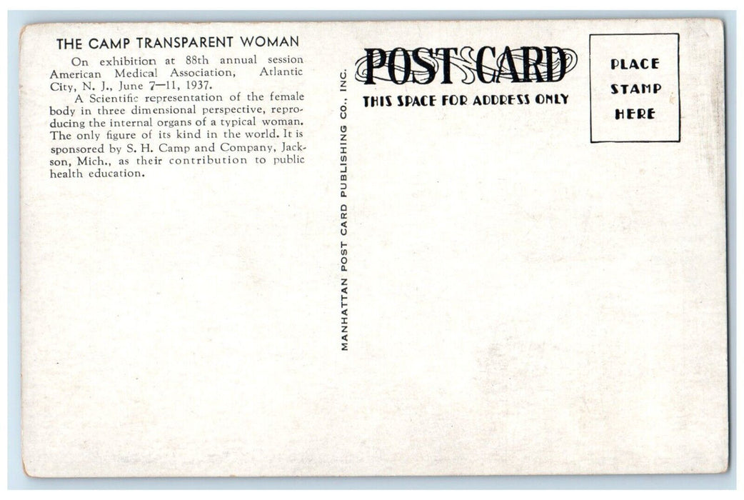 c1937 Camp Transparent Woman Annual Session Atlantic City New Jersey NJ Postcard