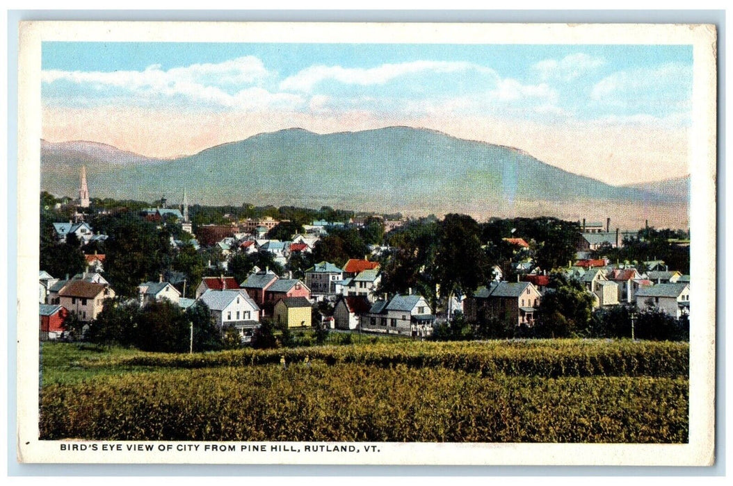 c1940 Birds Eye View City Pine Hill Exterior Building Rutland Vermont Postcard