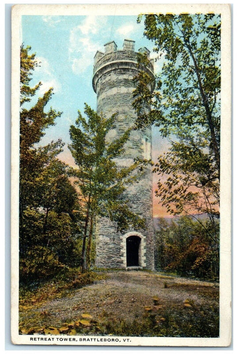 c1920 Retreat Tower Exterior Building Field Brattleboro Vermont Vintage Postcard