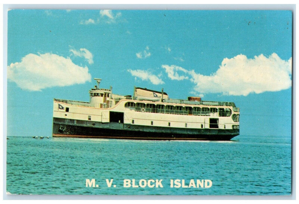 1960 M/V Block Island Boat Nelseco Navigation Co New London Connecticut Postcard