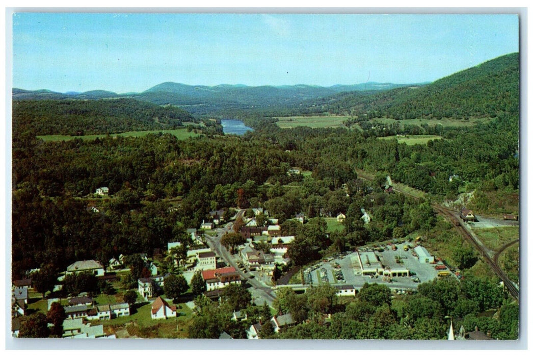 c1960 Looking Down Town Wells River Lake St. Johnsbury Vermont Vintage Postcard