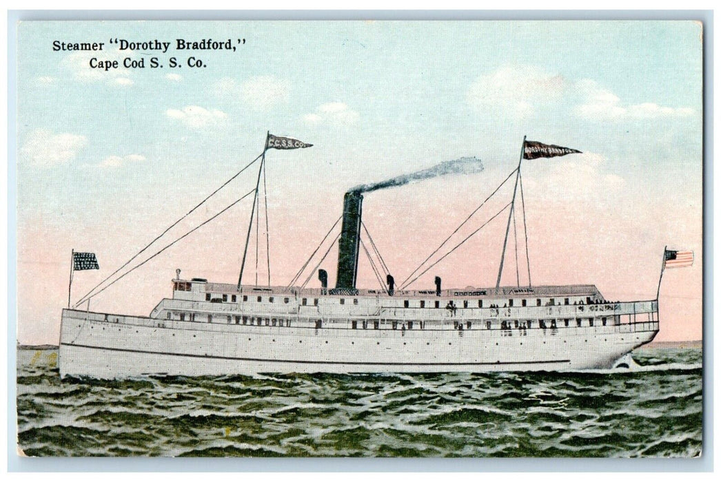 1910 Steamer Dorothy Bradford Cape Cod Steamer Ship Co Massachusetts MA Postcard