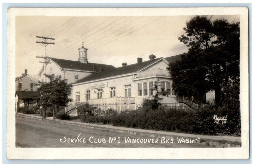 c1918 Service Club #1 View Marcell Vancouver Barracks WA RPPC Photo Postcard